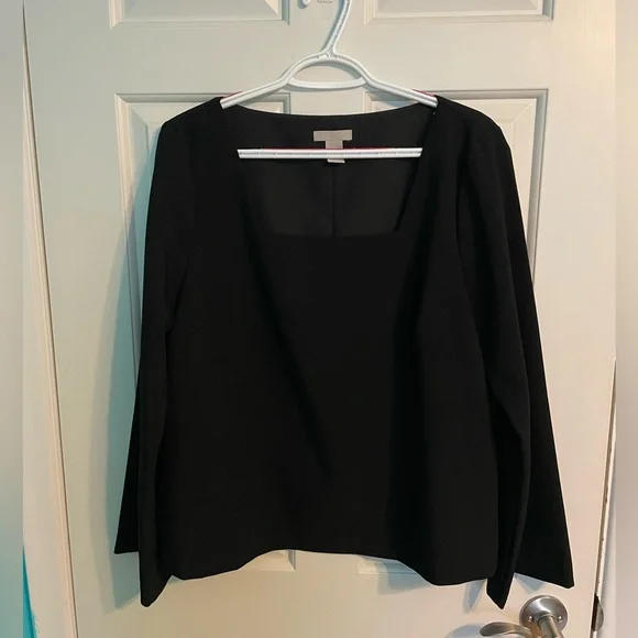 Black Square Neckline Blouse - Picture 1 of 4